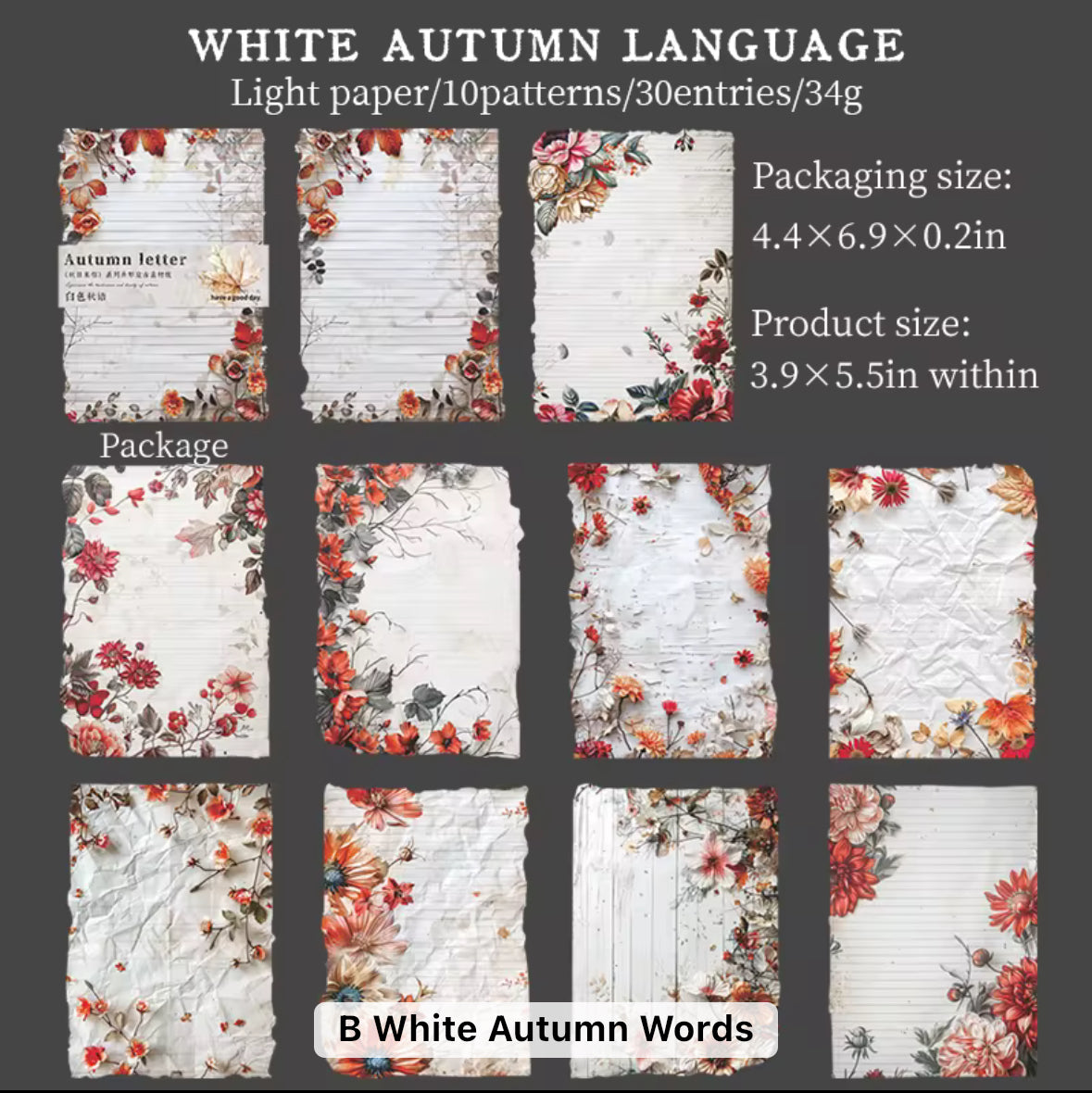 30 Shts Autumn Paper Materials