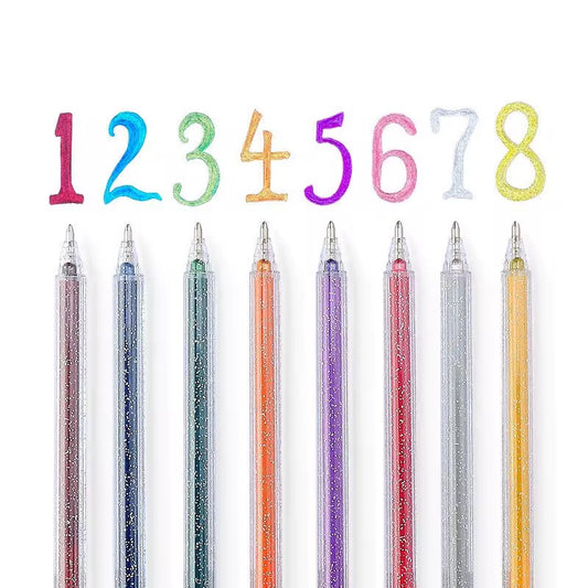 Pack of Coloured Shimmer Gel Pens 1mm Tip