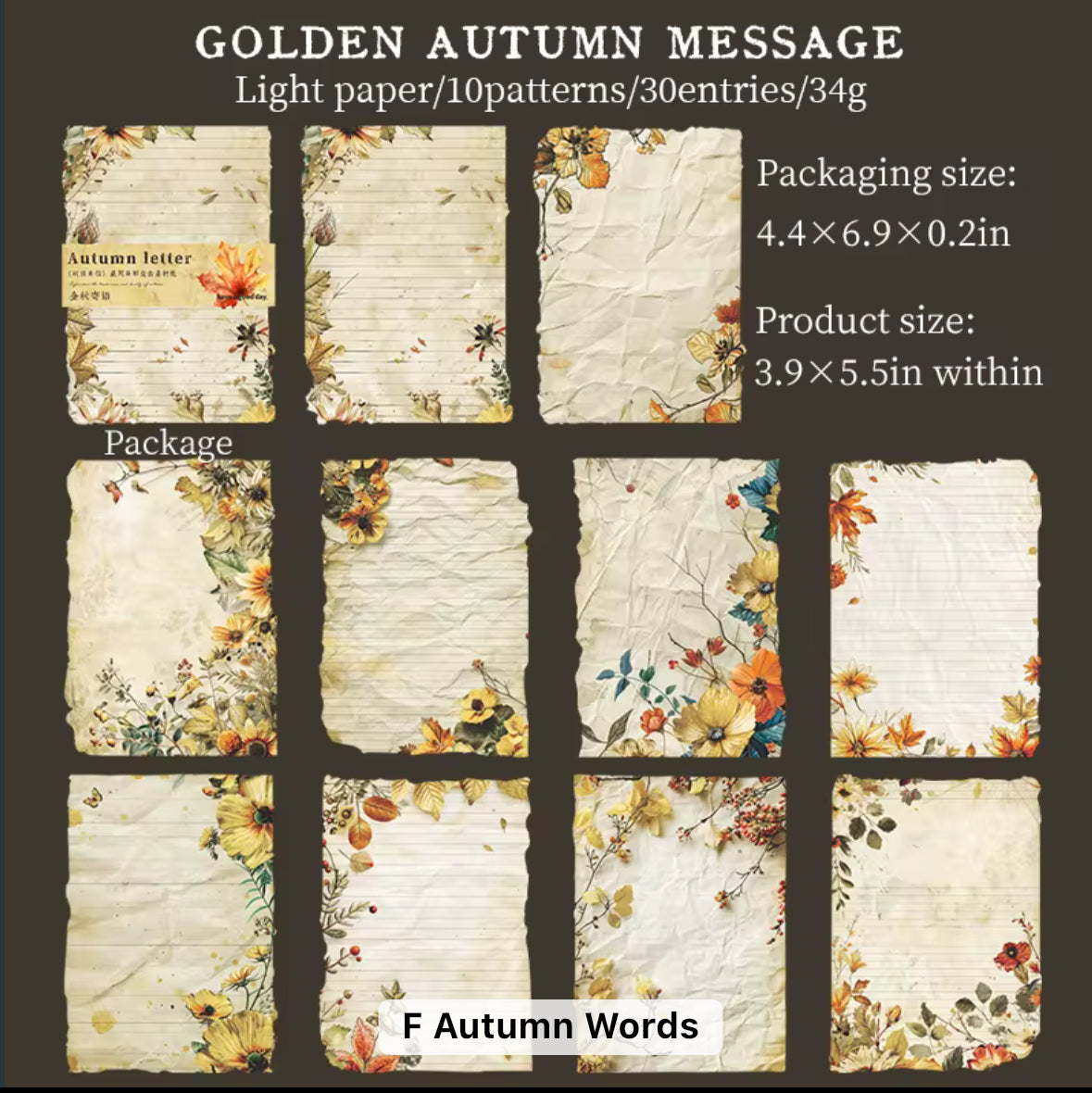 30 Shts Autumn Paper Materials