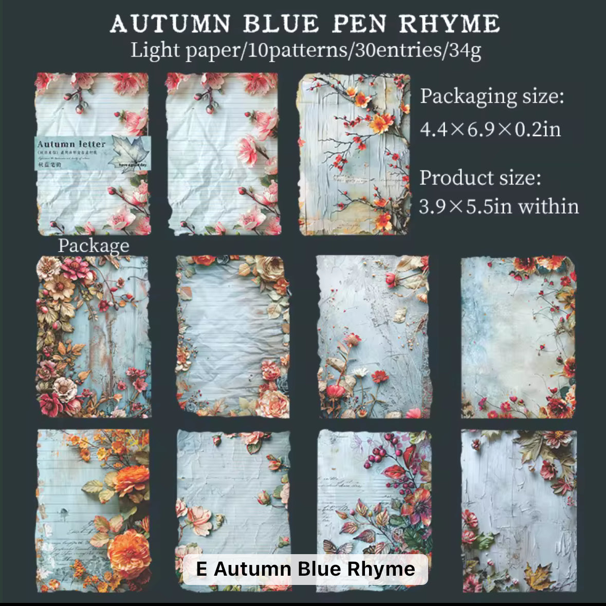 30 Shts Autumn Paper Materials
