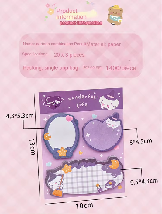 60 Pcs Cute-Sticky Memo Pads