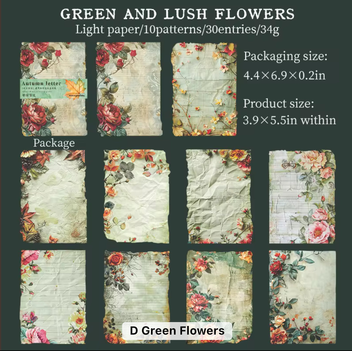30 Shts Autumn Paper Materials
