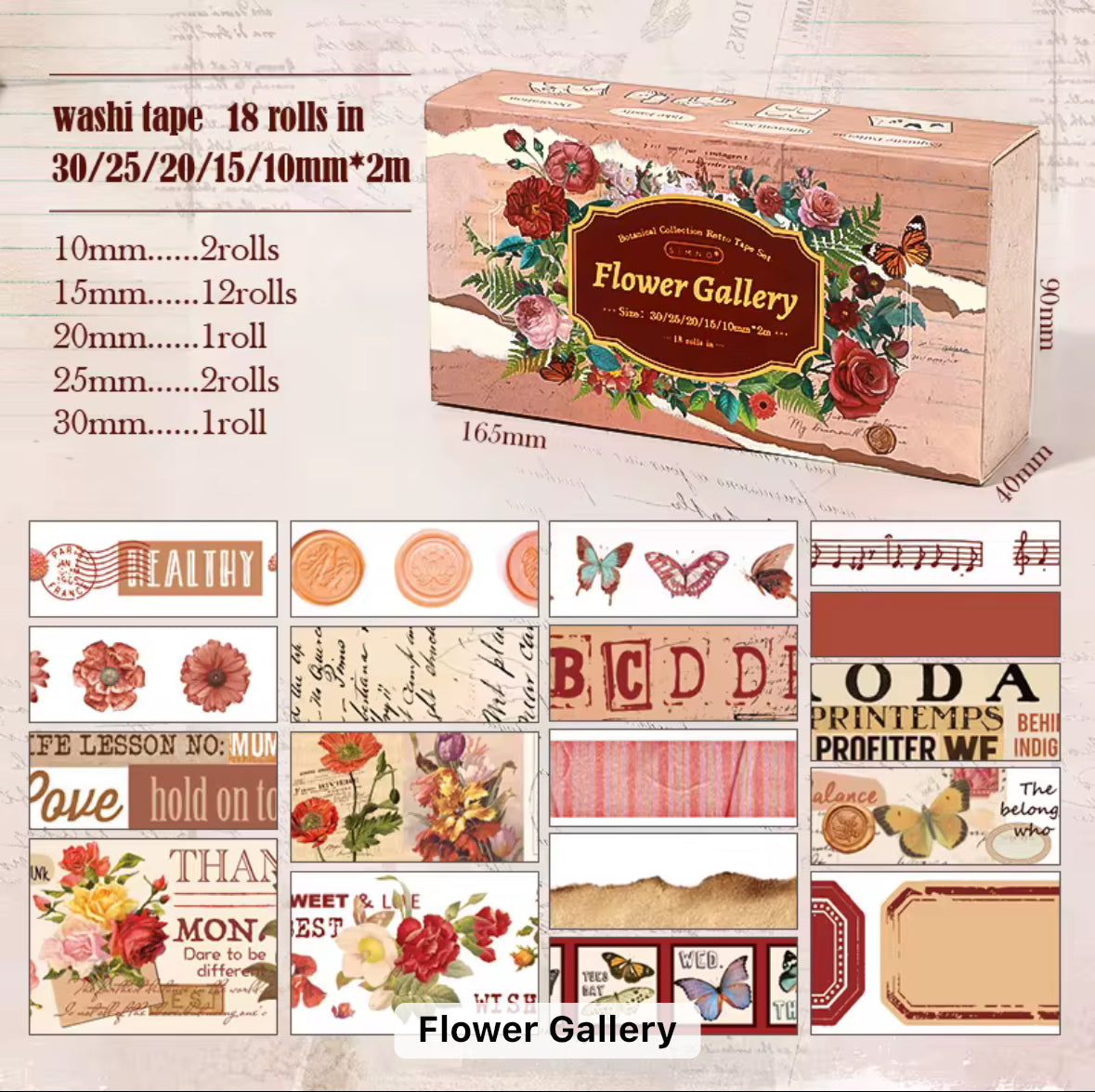 18 rolls of Botanical Vintage Flowers