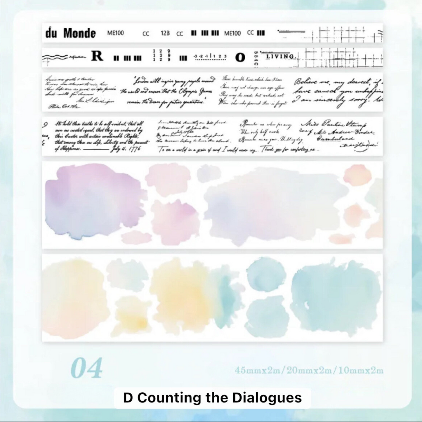 Pack of 3 Water-Colour Sticker Rolls