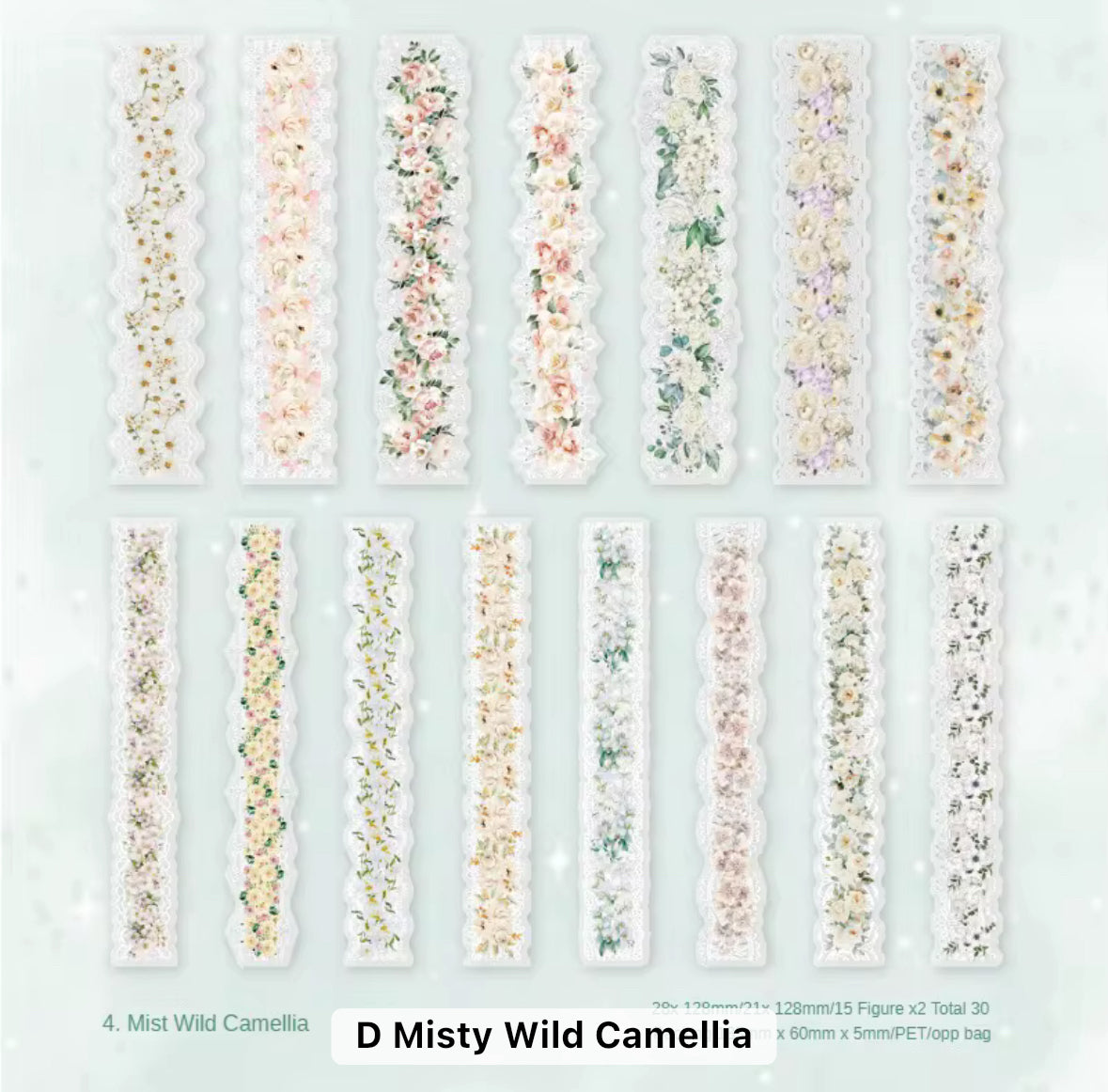 30 Shts Lace Flower Stickers