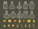 40 Pcs Wish-Bottle & Flower Stickers