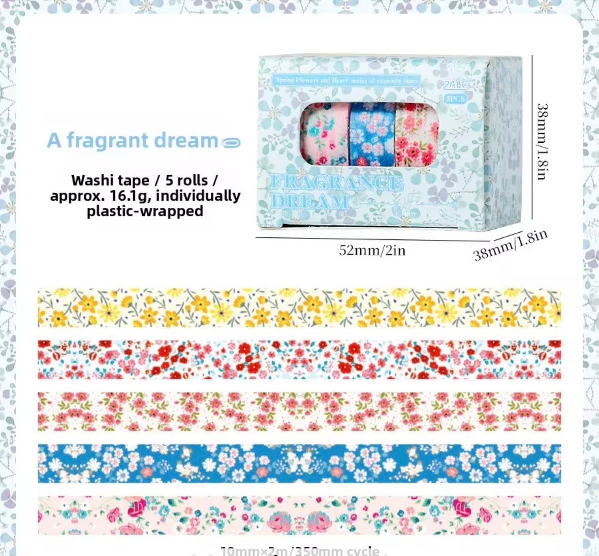Coming Soon | Set of 5 Spring Heart Washi Tapes
