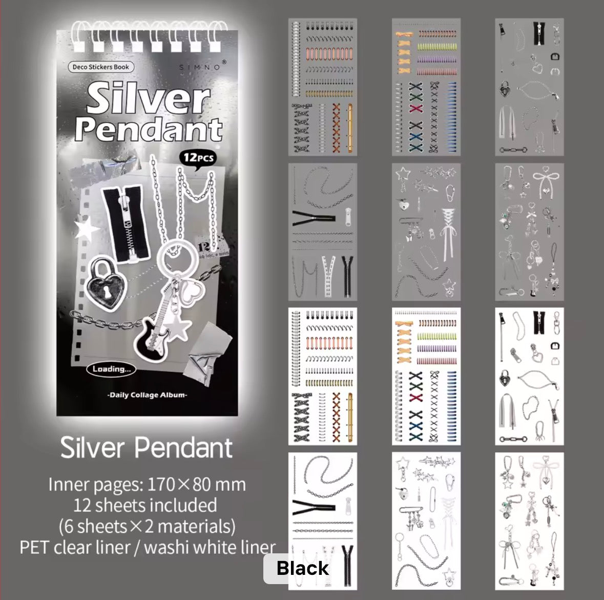 12 Shts Daily Collage Sticker Book Album Series