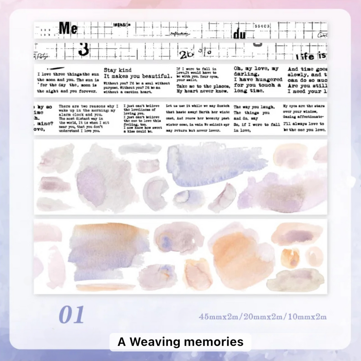 Pack of 3 Water-Colour Sticker Rolls