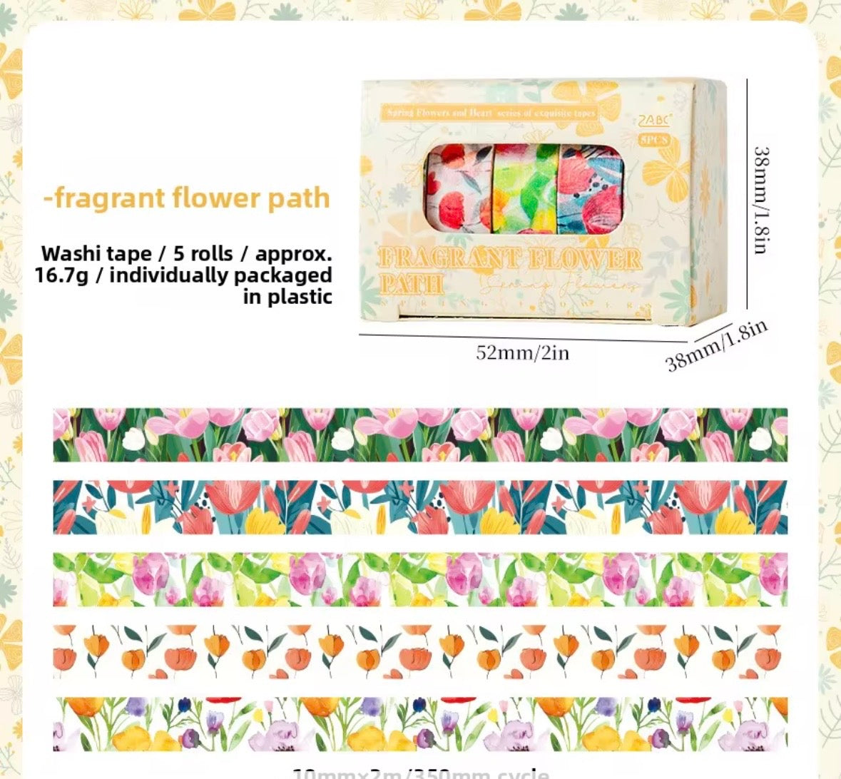 Coming Soon | Set of 5 Spring Heart Washi Tapes