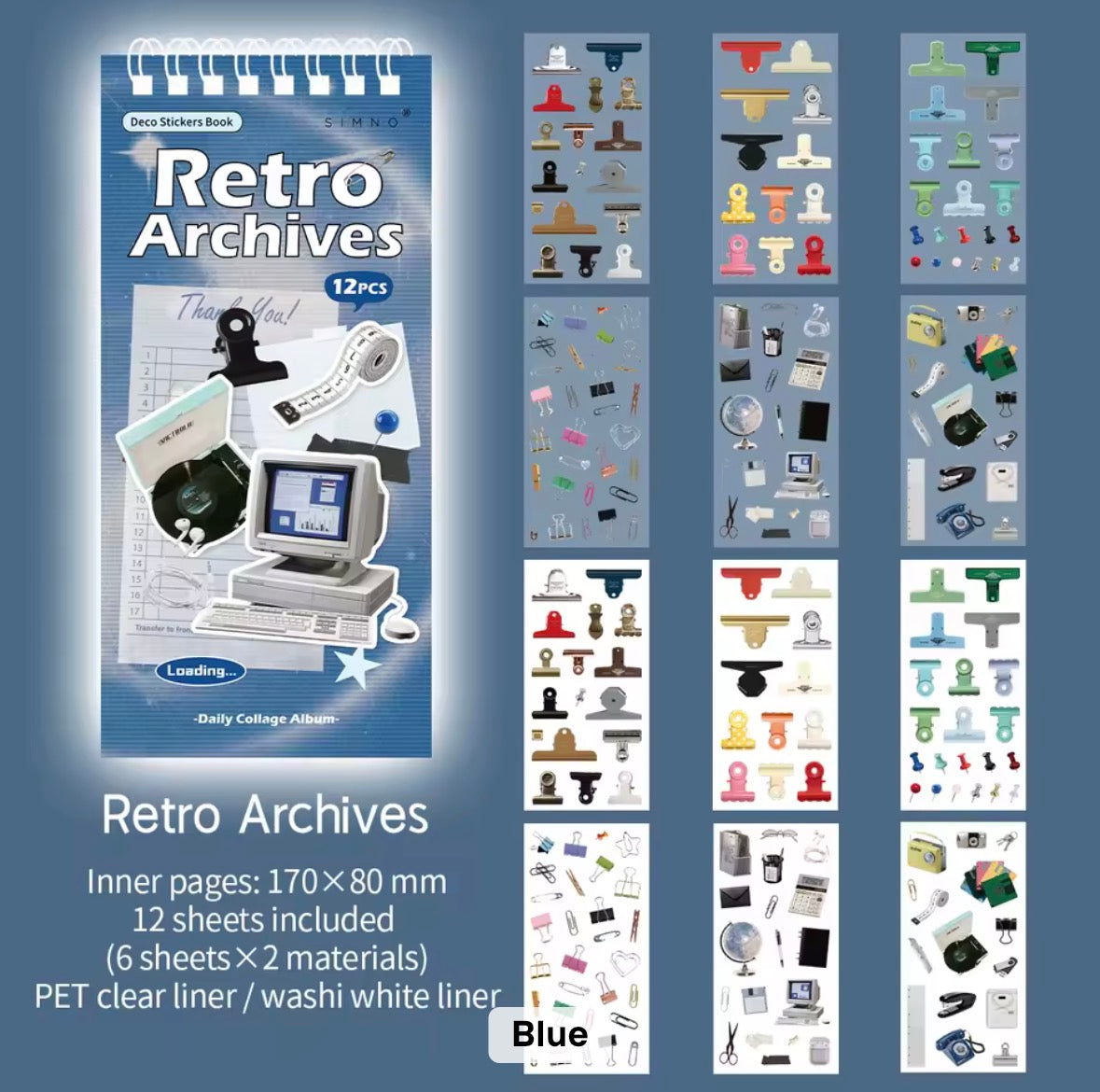 12 Shts Daily Collage Sticker Book Album Series