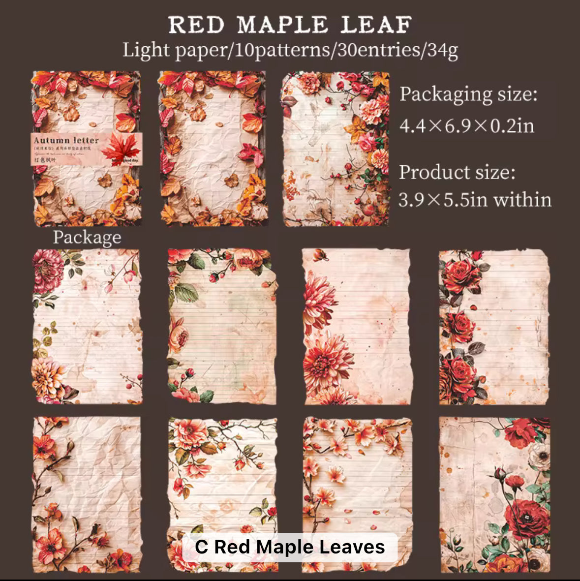 30 Shts Autumn Paper Materials