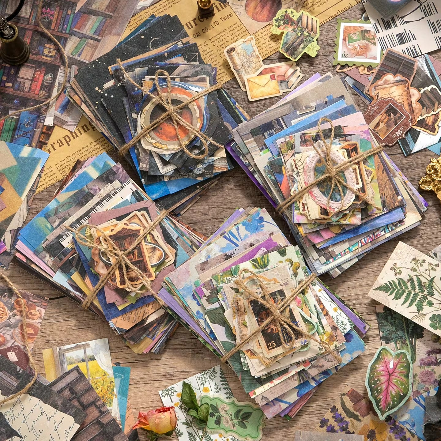 100 Pcs Nostalgia Scrapbooking Paper Materials