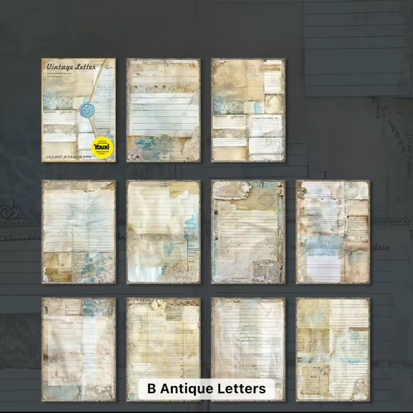 30 Shts Vintage Letter Paper Materials