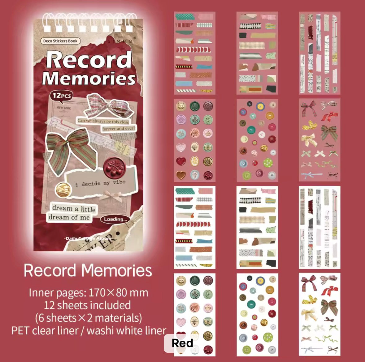 12 Shts Daily Collage Sticker Book Album Series