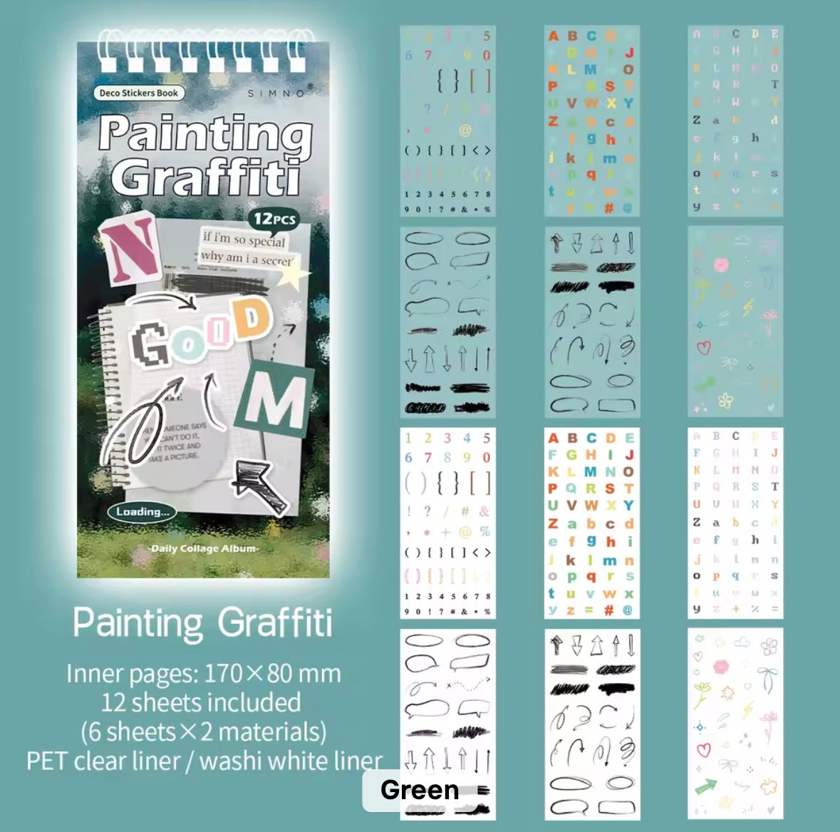 12 Shts Daily Collage Sticker Book Album Series