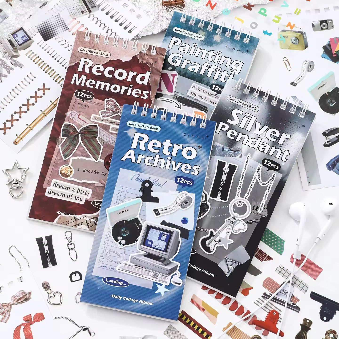 12 Shts Daily Collage Sticker Book Album Series