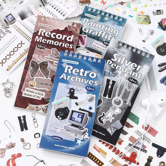 12 Shts Daily Collage Sticker Book Album Series