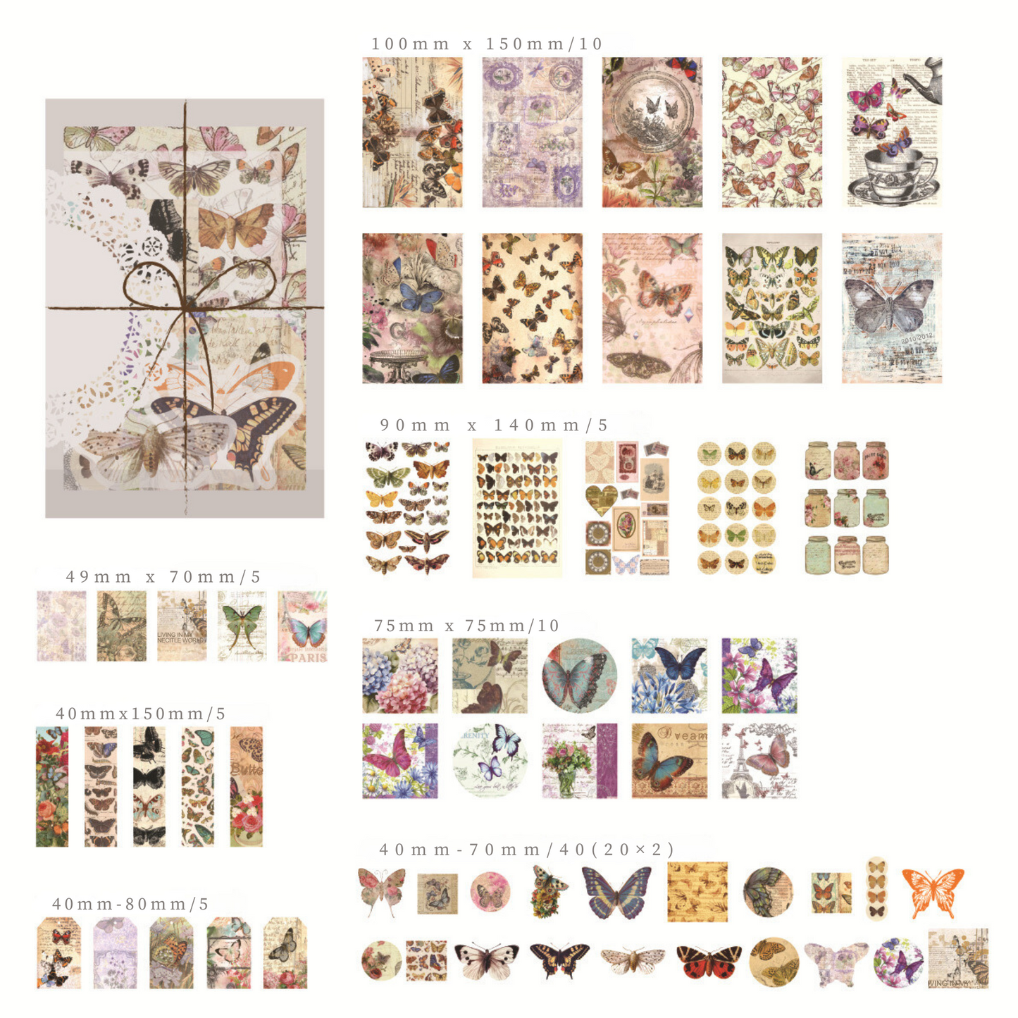 86 Pcs Mixed-Retro Material Stickers