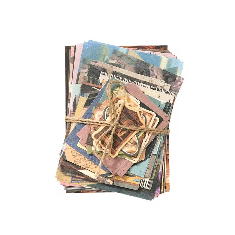 100 Pcs Nostalgia Scrapbooking Paper Materials