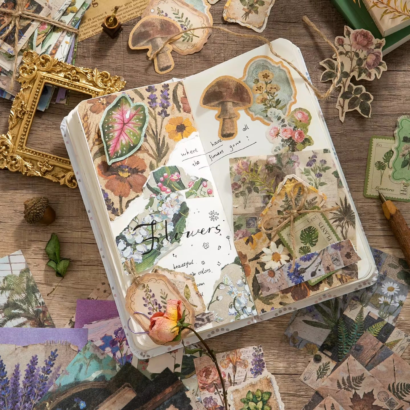 100 Pcs Nostalgia Scrapbooking Paper Materials