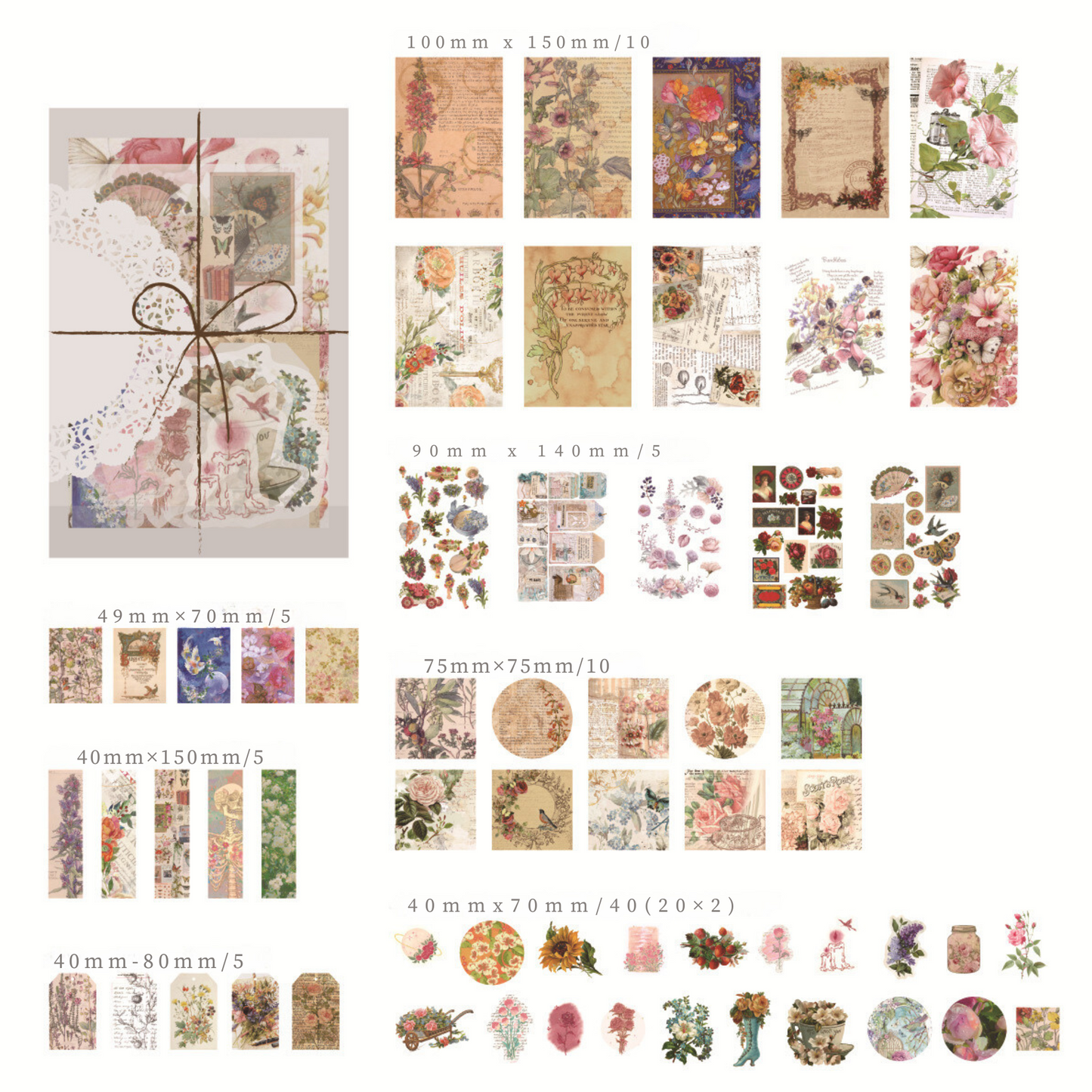 86 Pcs Mixed-Retro Material Stickers