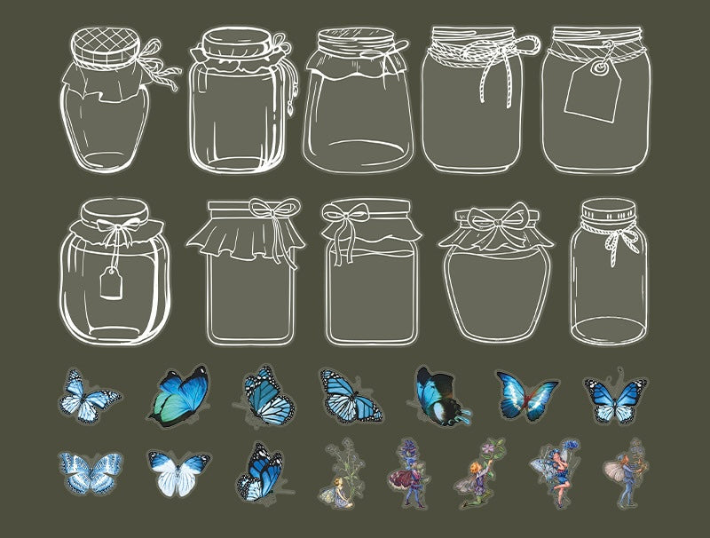 40 Pcs Wish-Bottle & Flower Stickers