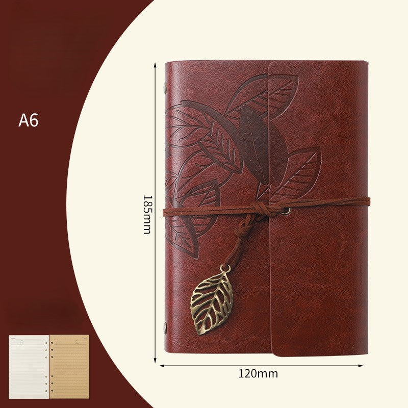 A6 Retro Leaf Notebook