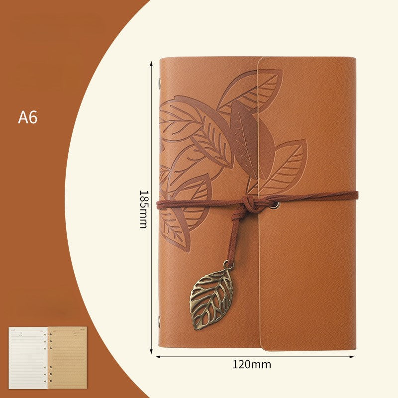 A6 Retro Leaf Notebook