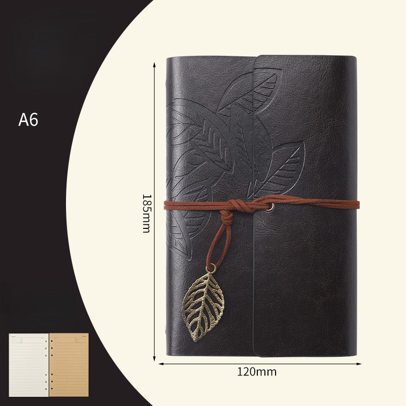 A6 Retro Leaf Notebook