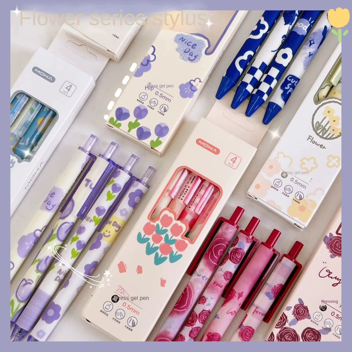 Set of 4 Flower Pens