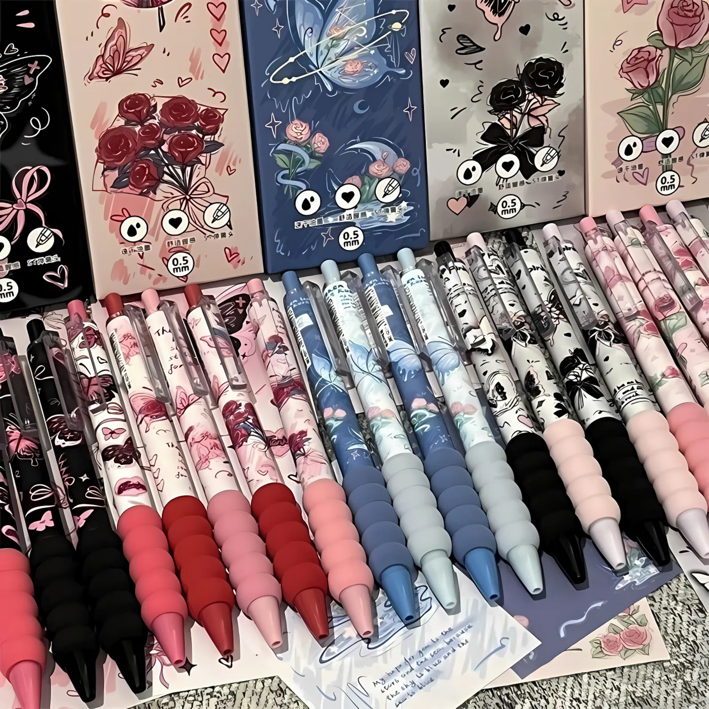 Set of 4 Flowers & Butterfly Pens