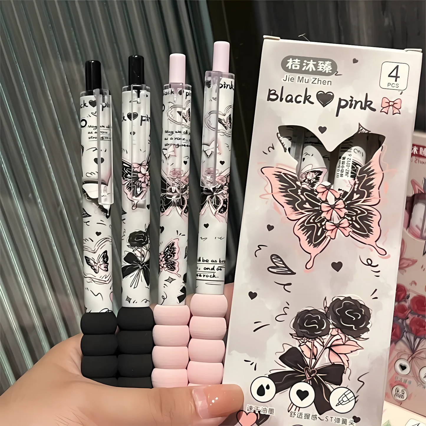 Set of 4 Flowers & Butterfly Pens