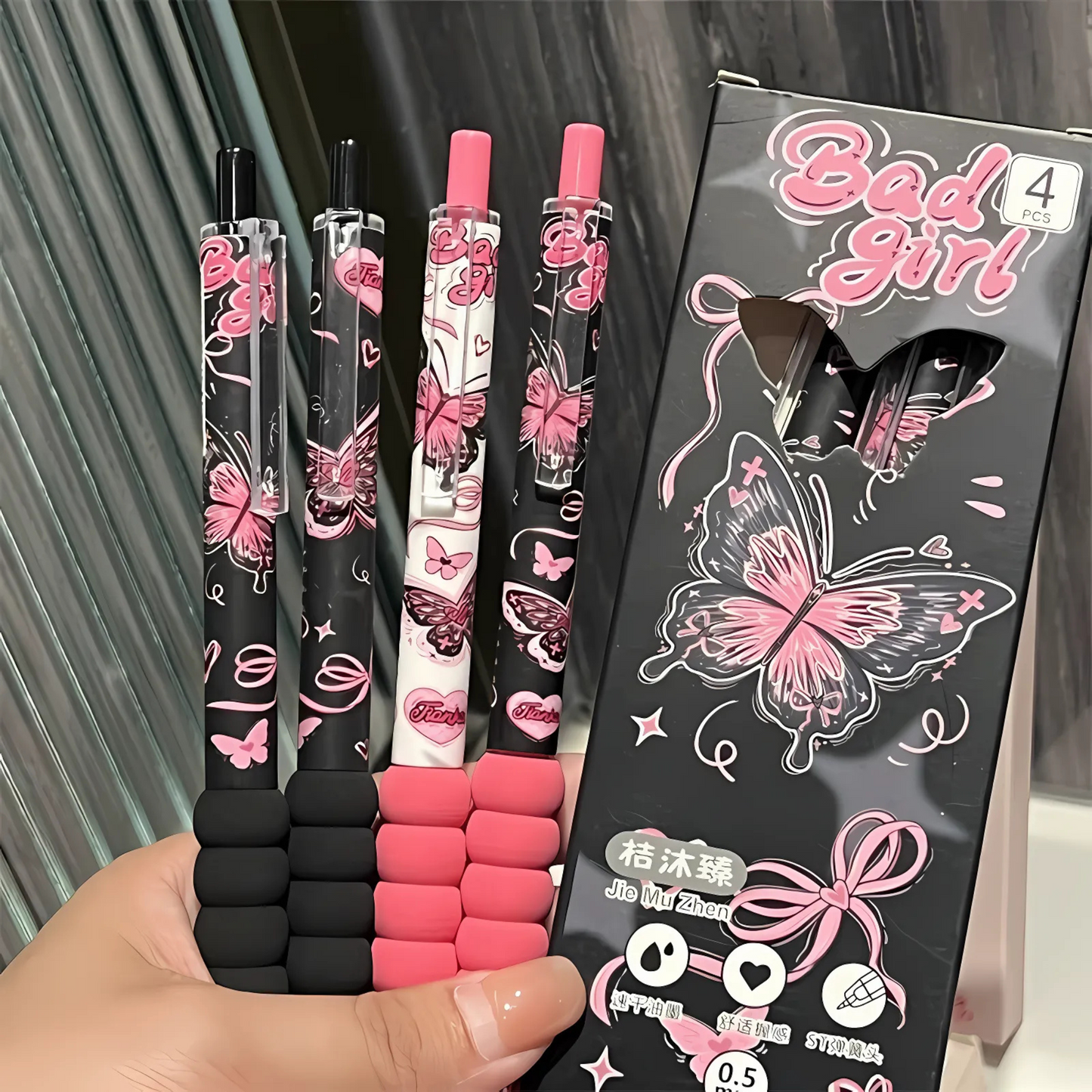 Set of 4 Flowers & Butterfly Pens