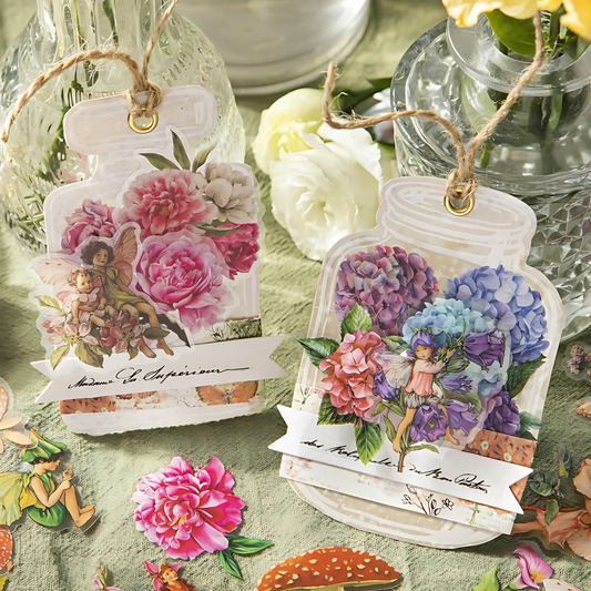 40 Pcs Wish-Bottle & Flower Stickers